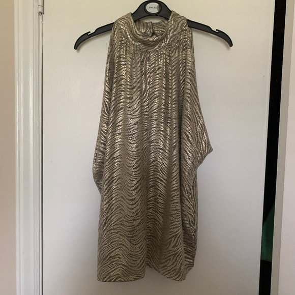 Anthropologie Zebra Shimmer Halter Blouse Small - Picture 1 of 8